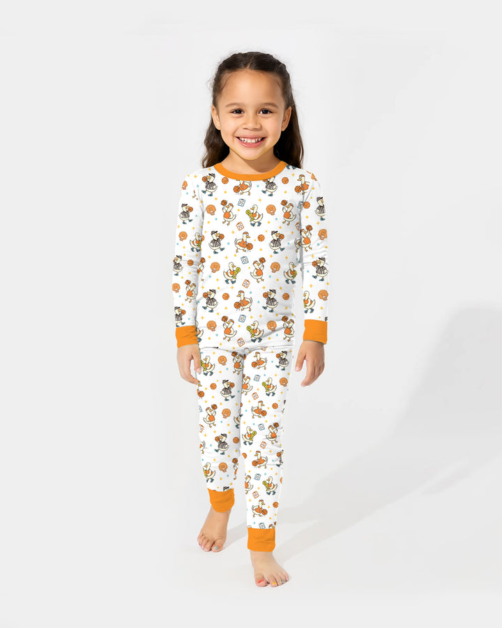 Silly Goose Playing Basketball Bamboo Two Piece Long Sleeve Pajama Set