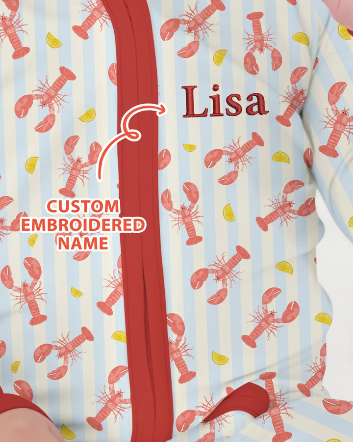 Personalized Embroidered Crawfish Summer Baby Bamboo Convertible Zippy