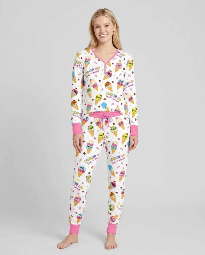 Plantilla de conjunto de pijama de mujer de bambú