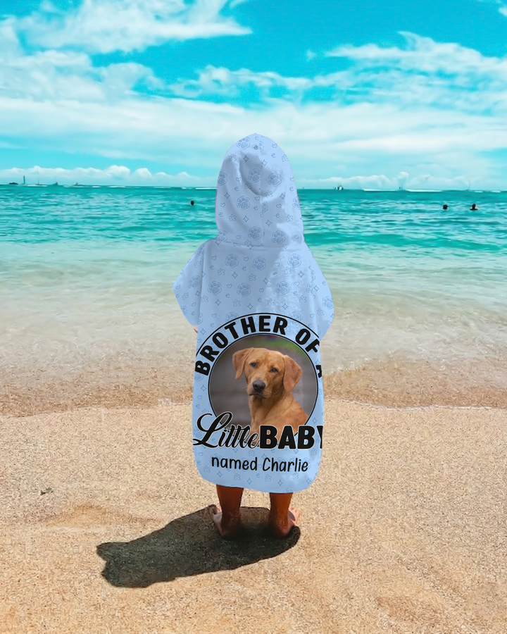 Custom Dog Family Of Little Baby Photo Bamboo Swim Poncho