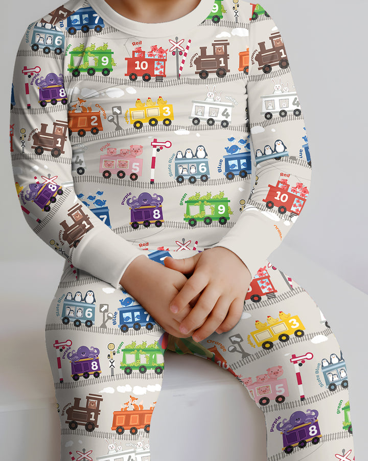 Color Train Bamboo Two Piece Long Sleeve Pajama Set