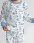 Conjunto de pijama de dos piezas de manga larga de bambú con estampado Toile de Jouy chinoise de Pascua
