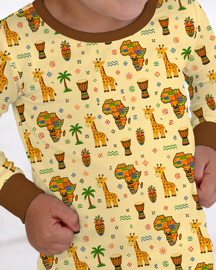 African Culture Bamboo Two Piece Long Sleeve Pajama Set