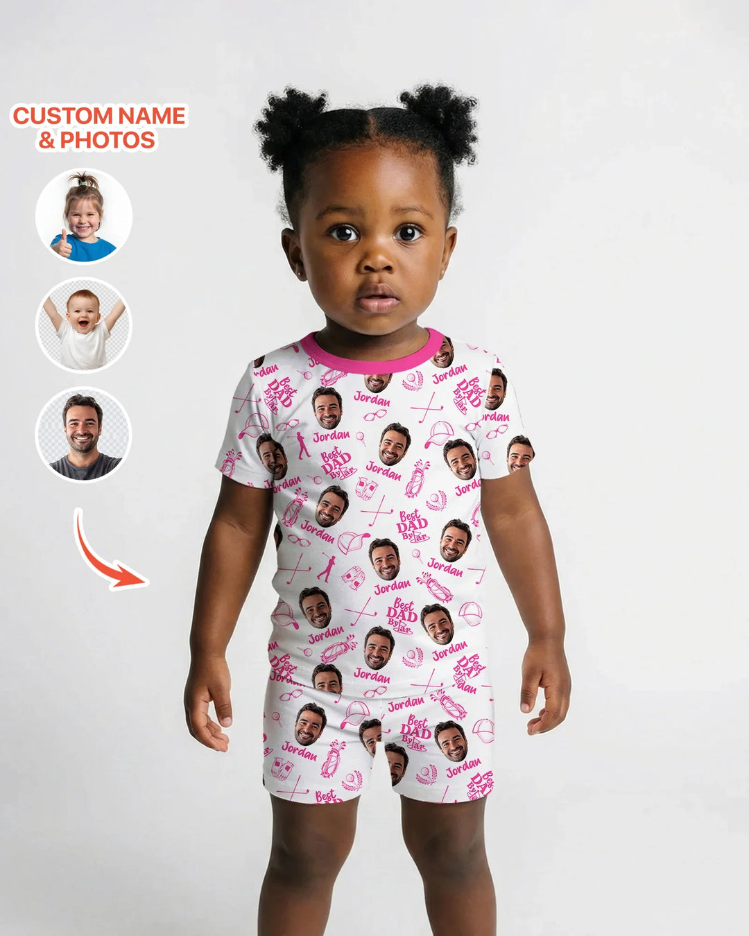 Custom Photo Best Dad By Par Bamboo Two Piece Short Sleeve Shorts Pajama Set