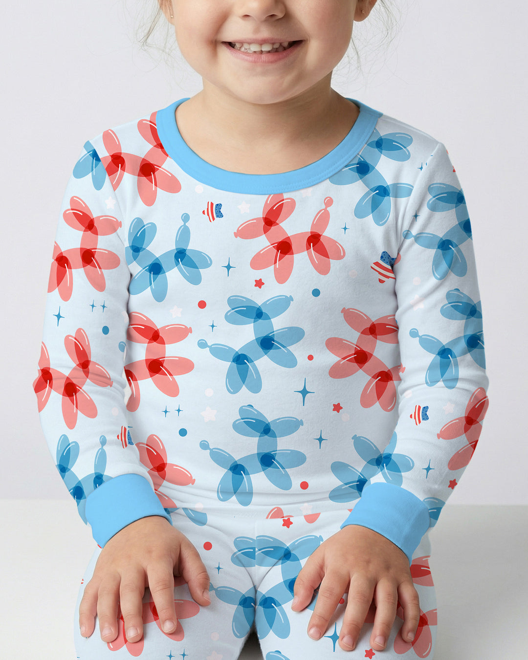 American Balloon Dog Party Bamboo Two Piece Long Sleeve Pajama Set