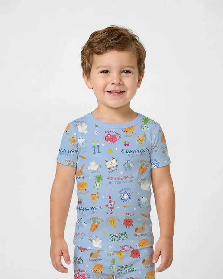 Family Rosh Hashanah Matching Bamboo Two Piece Short Sleeve Pajama Set