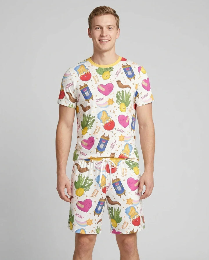 Jewish High Holidays Bamboo Men Short Sleeve Short Pajama Set