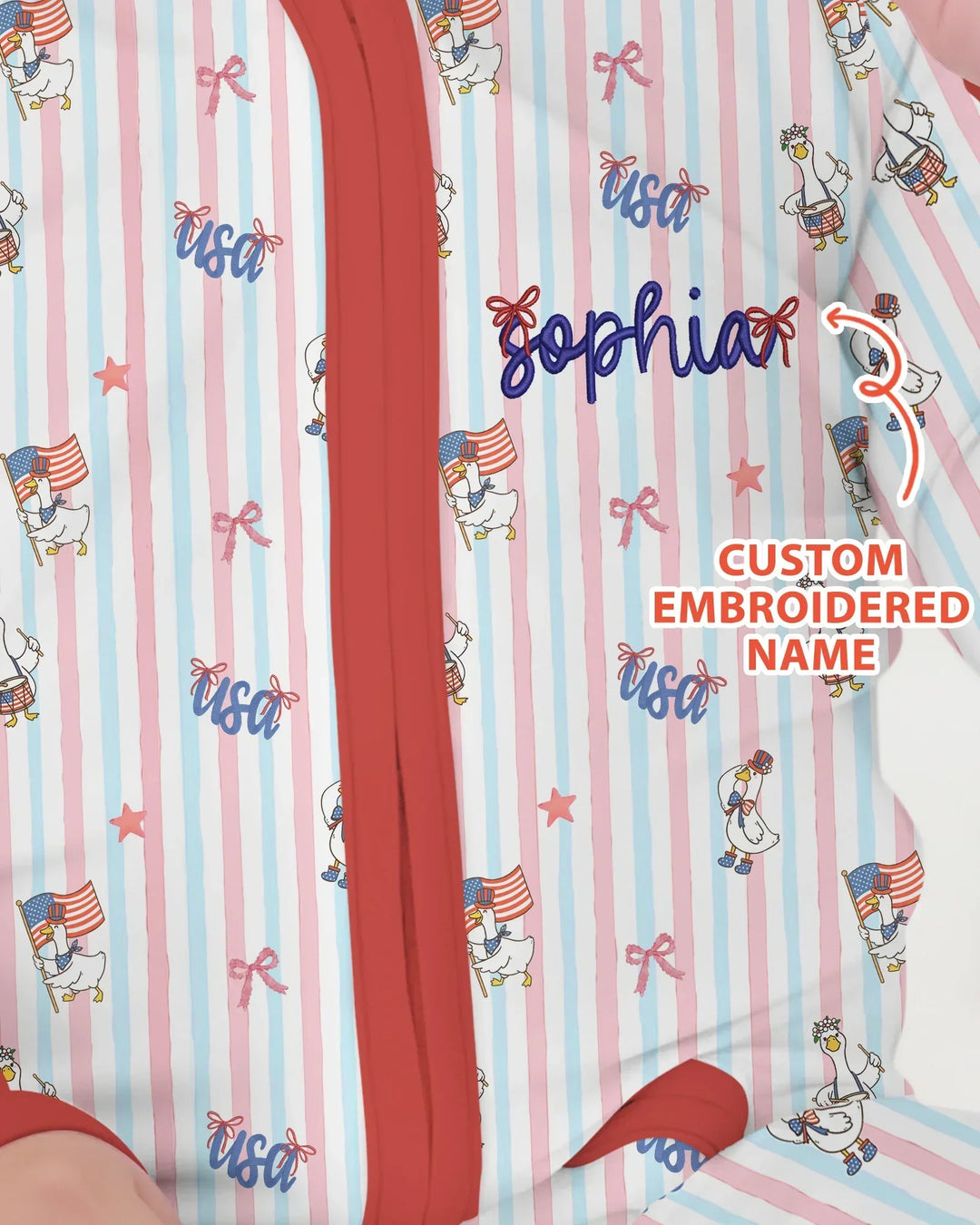 Personalized Cute Goose America 250 Embroidered Bamboo Convertible Zippy