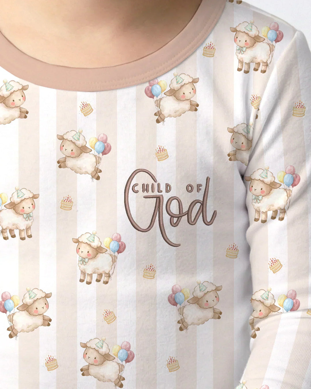 Child Of God Embroidered Baby Bamboo Two Piece Long Sleeve Pajama Set