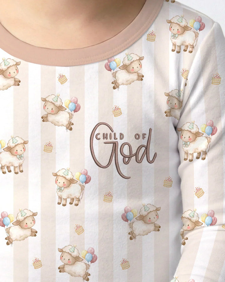 Child Of God Embroidered Baby Bamboo Two Piece Long Sleeve Pajama Set