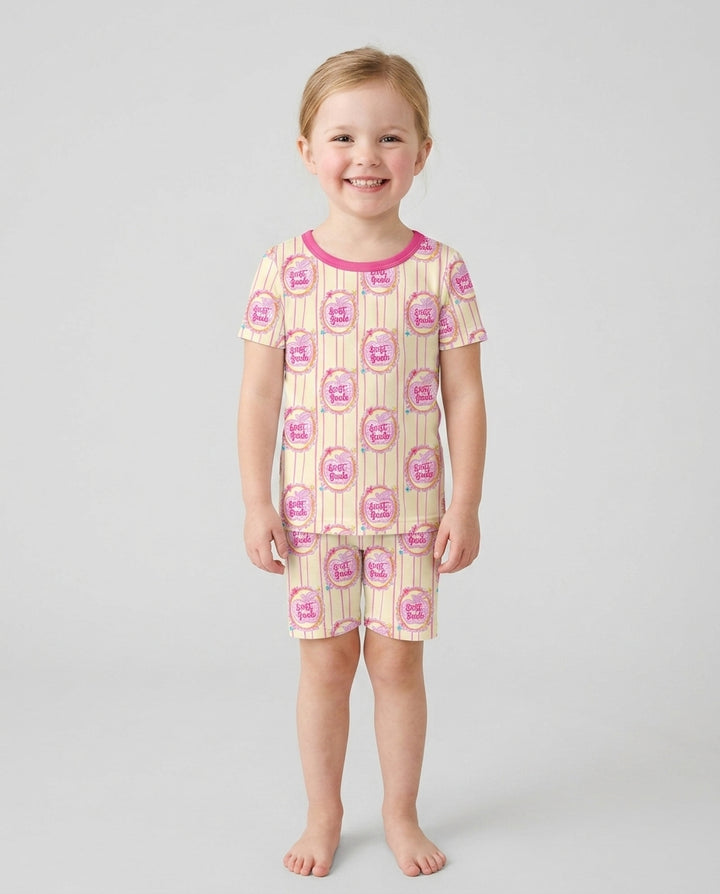 Conjunto de Pijama de Dos Piezas de Bambú con Mangas Cortas y Pantalones Cortos