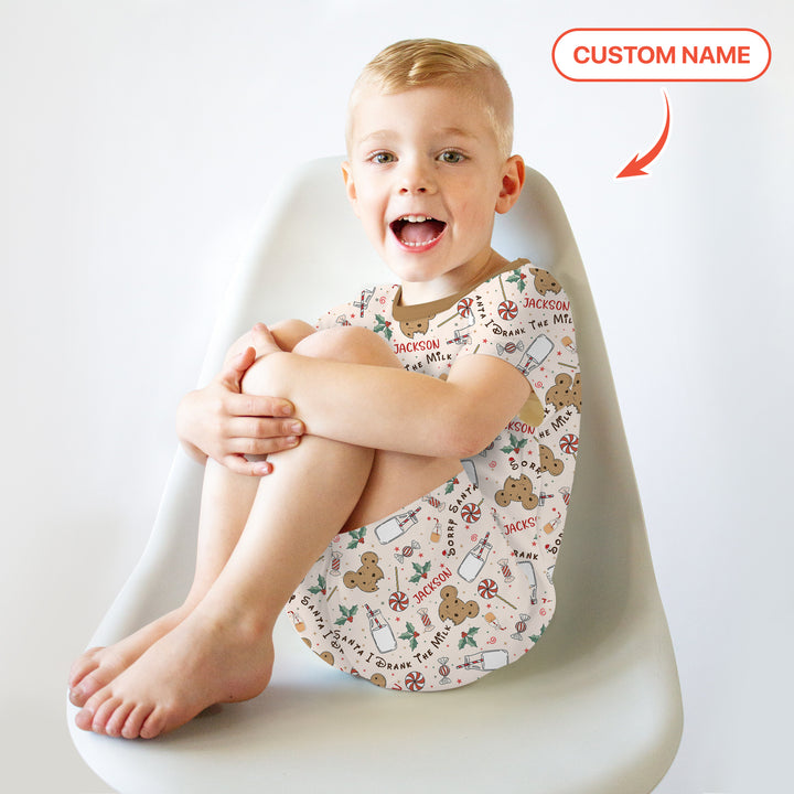 Custom Name Sorry Santa I Drank The Milk Two Piece Short Sleeve Shorts Pajama Set