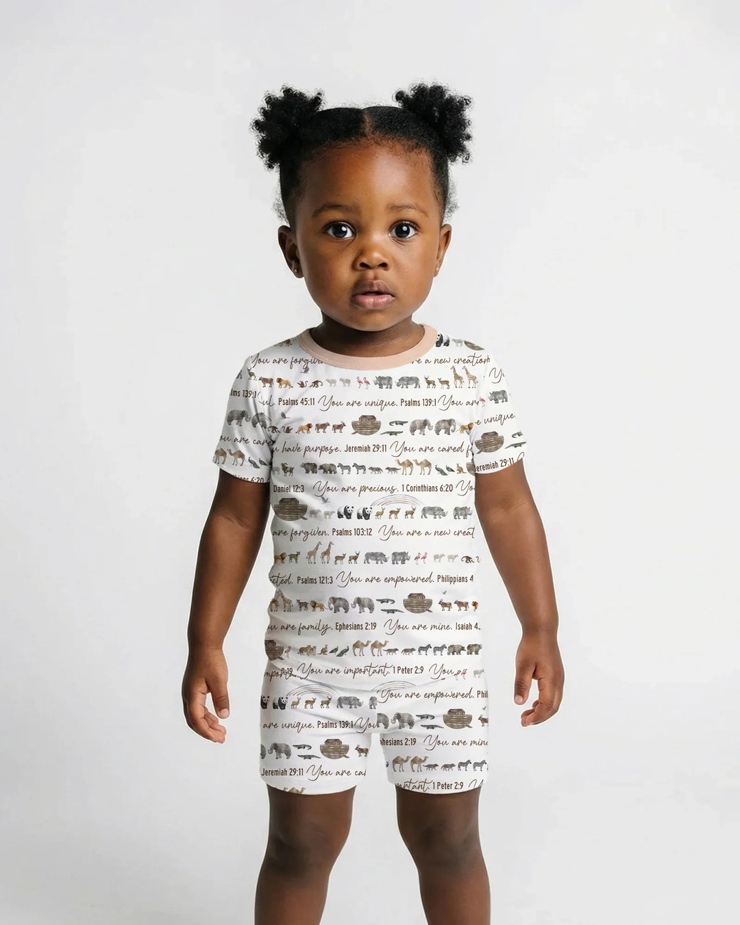 Biblical Noah's Ark Bamboo Two Piece Short Sleeve Shorts Pajama Set