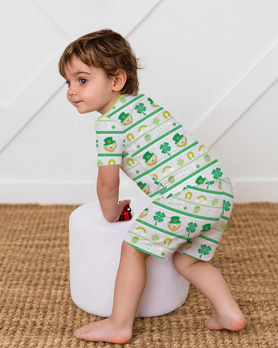 Happy Saint Patrick's Day Two Piece Short Sleeve Shorts Pajama Set