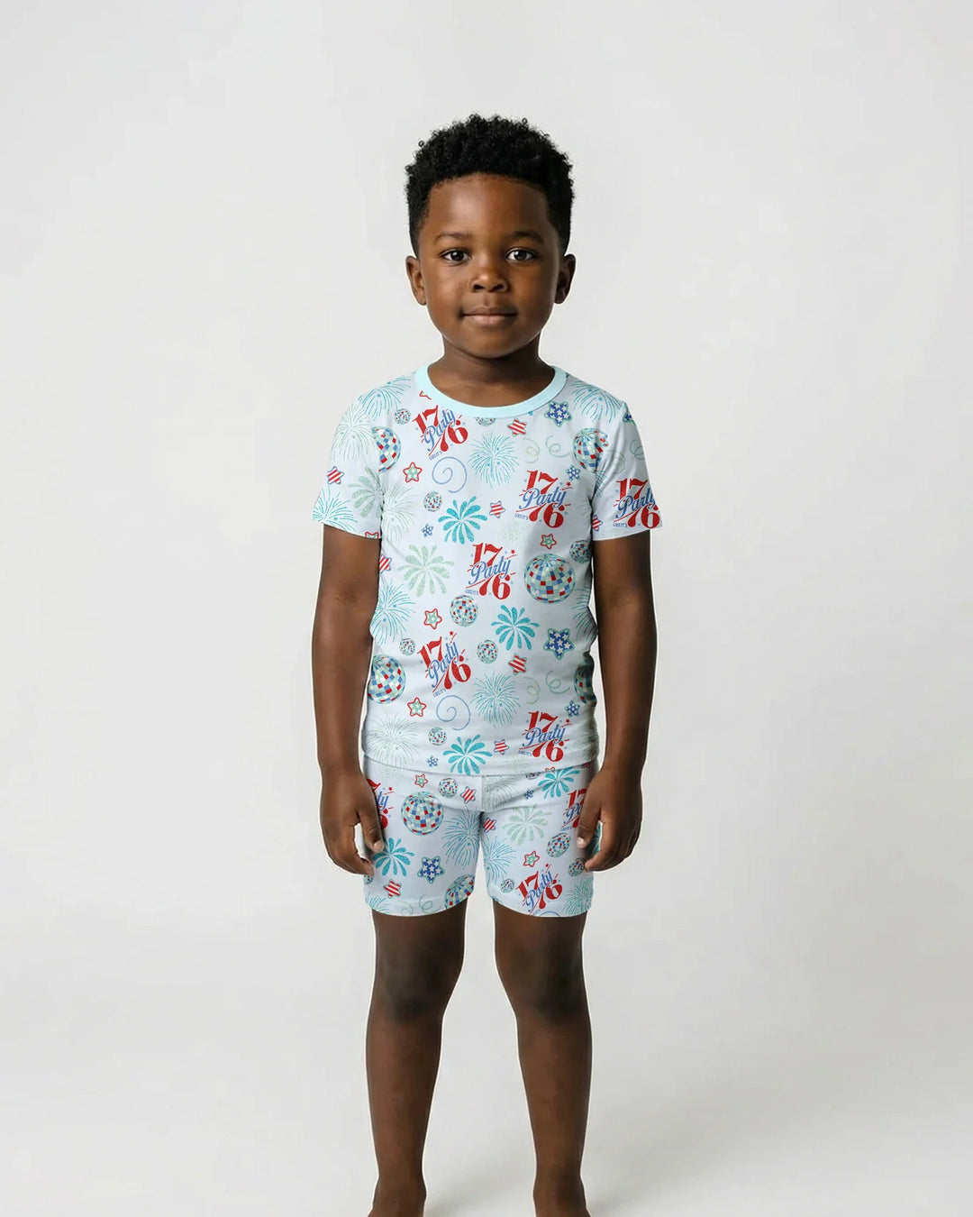 Land Of Free Family Matching Bamboo Two Piece Short Sleeve Shorts Pajama Set