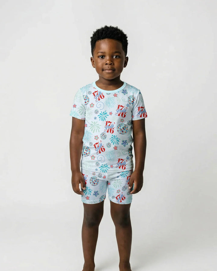 Land Of Free Family Matching Bamboo Two Piece Short Sleeve Shorts Pajama Set