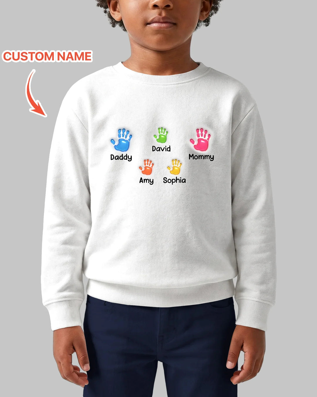 Erster Muttertag – Handabdrücke Bambus Rundhals-Sweatshirt