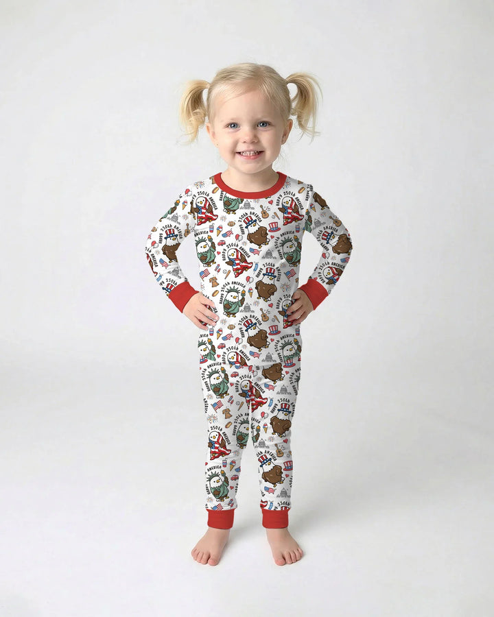 Zweiteiliges Langarm-Pyjama-Set mit Sommerfrüchten