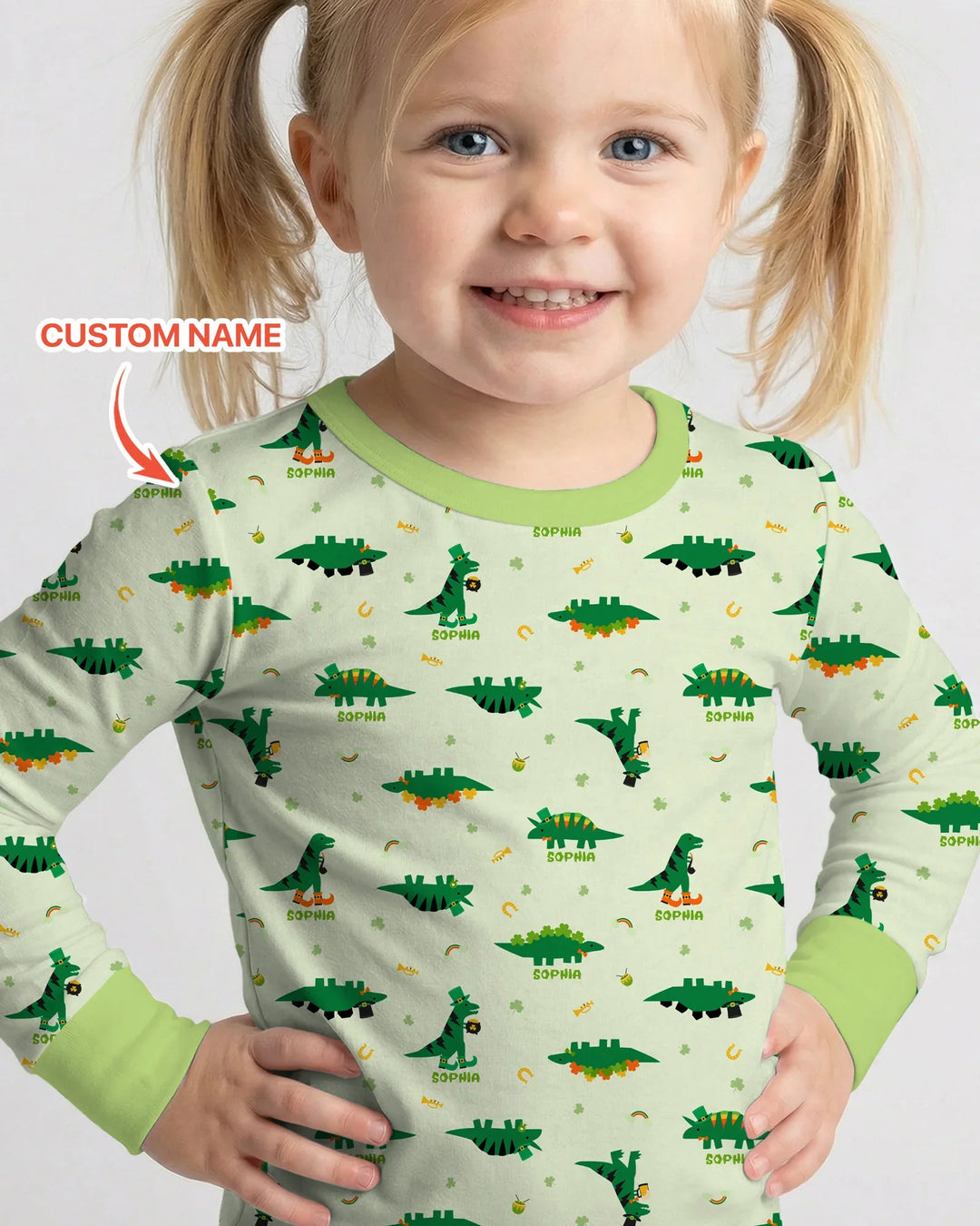 Lucky Dino Two Piece Long Sleeve Pajama Set