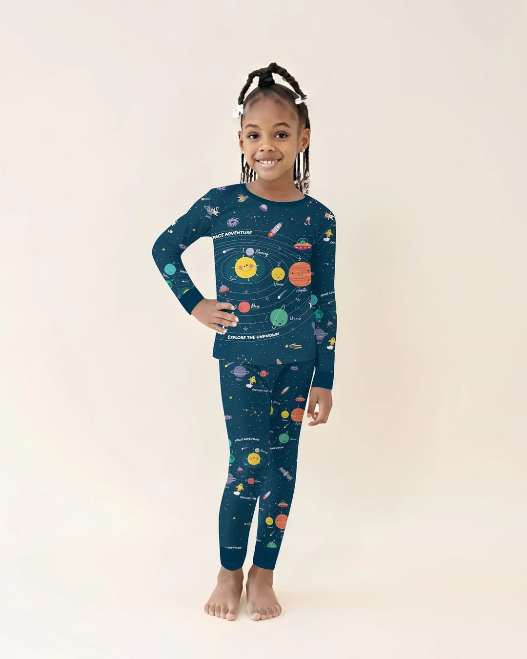 Solar System Explorers Bamboo Two Piece Long Sleeve Pajama Set