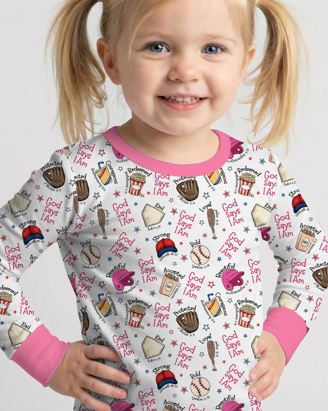 Christian Baseball Two Piece Long Sleeve Pajama Set