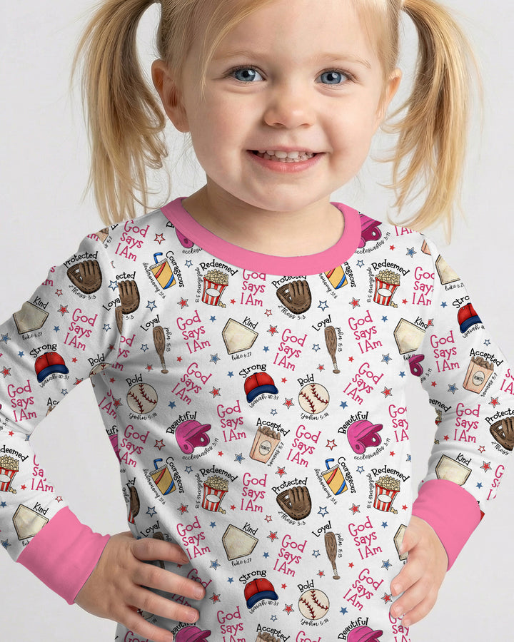 Christian Baseball Two Piece Long Sleeve Pajama Set