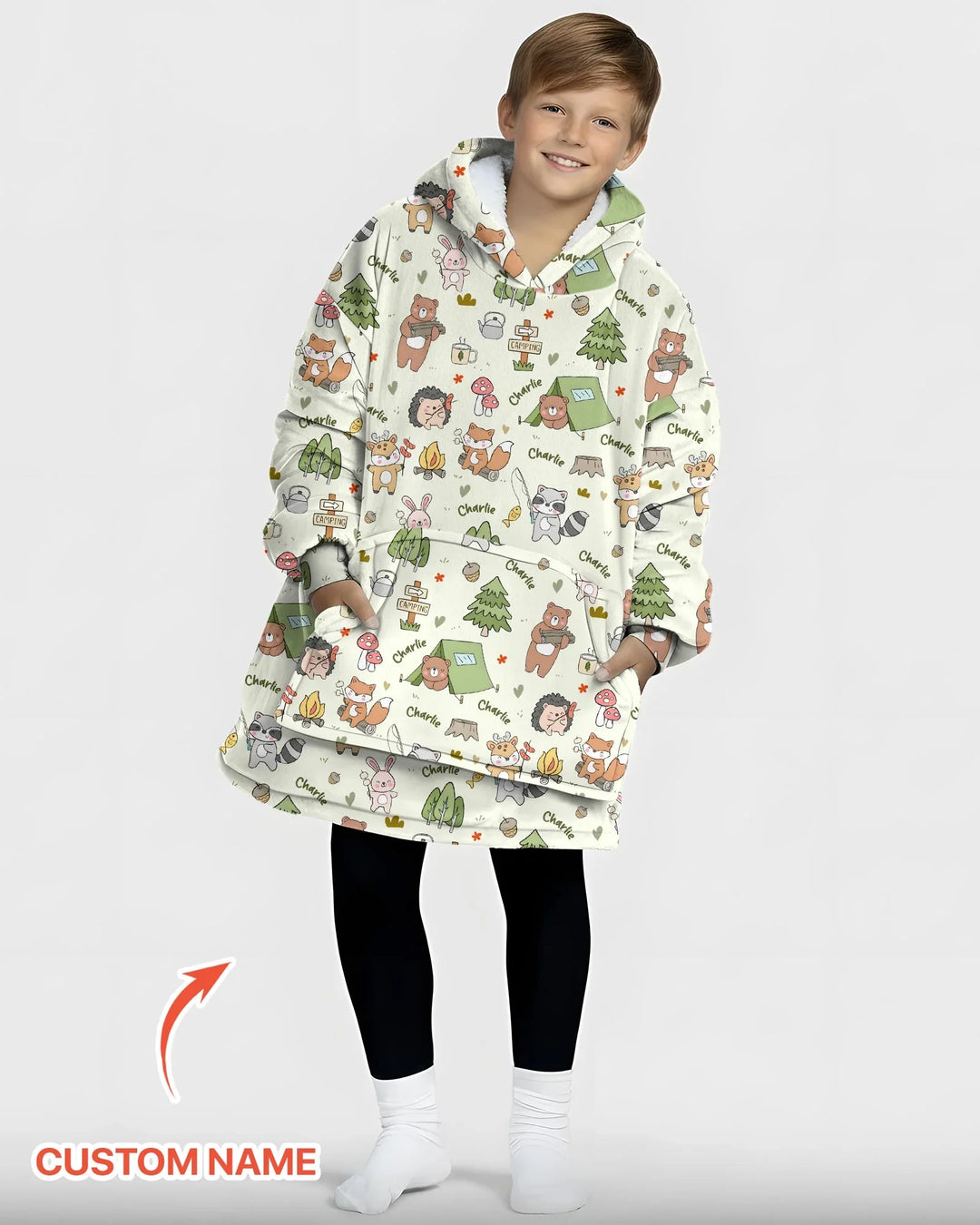 Custom Name Little Camp Buddies Bamboo Blanket Hoodie