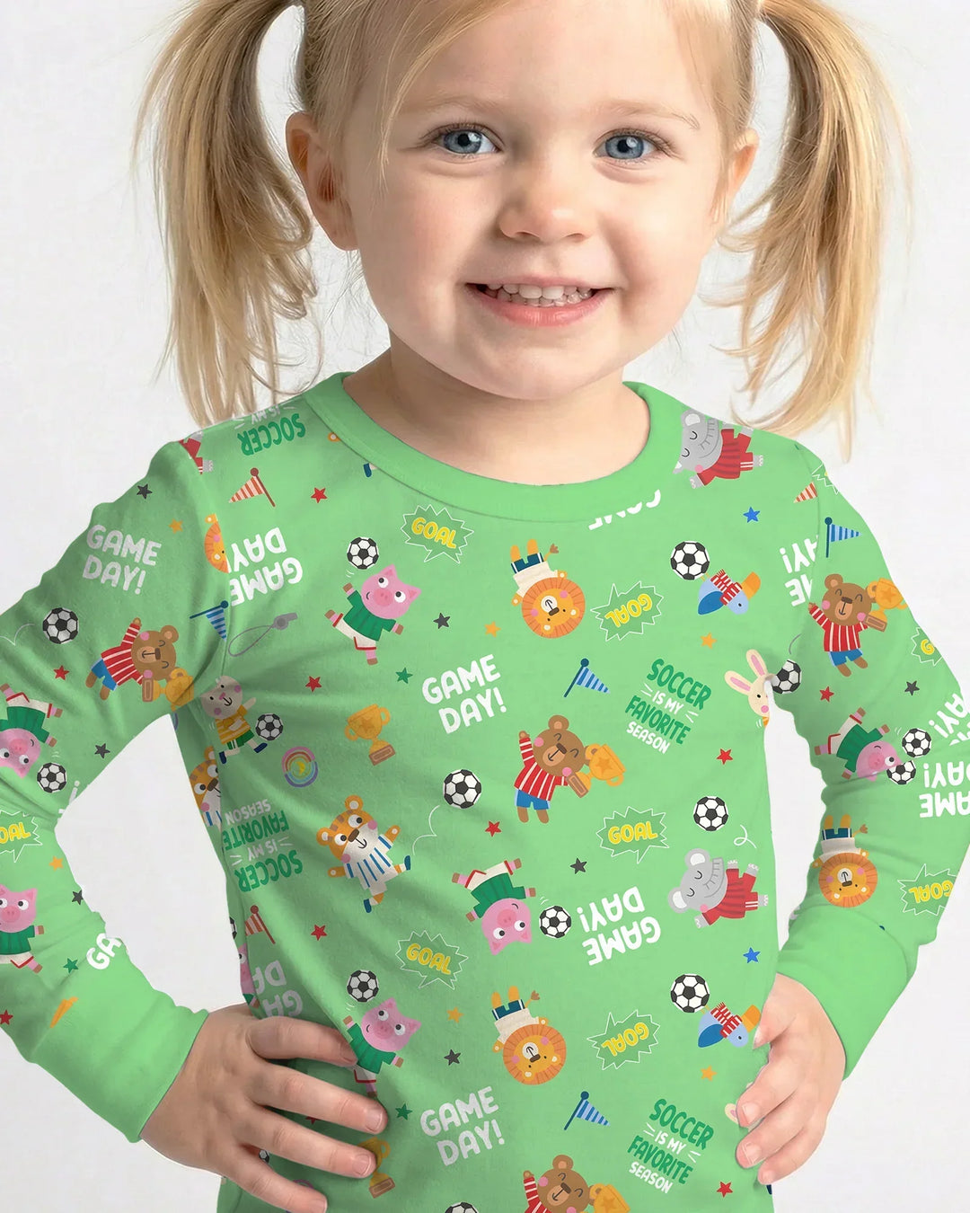 The World Cup Soccer Animals Bamboo Two Piece Long Sleeve Pajama Set