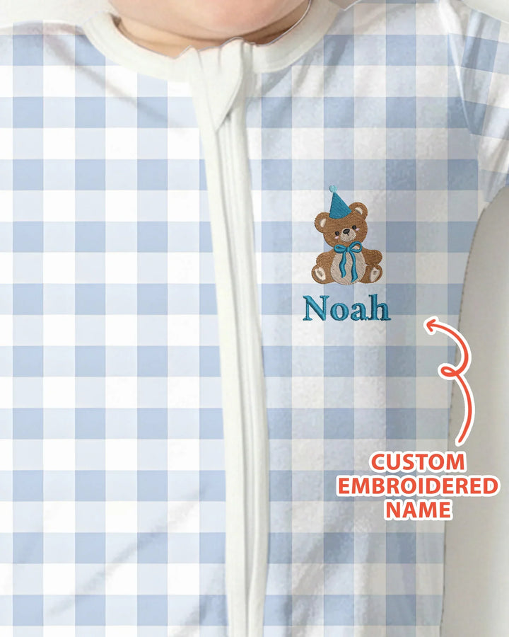 Custom Embroidered Name Birthday Teddy Bamboo Convertible Zippy