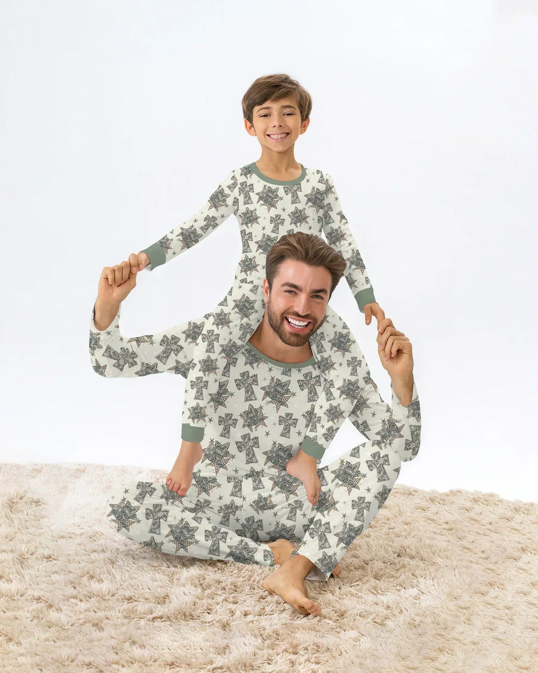 Conjunto de pijama de dos piezas de bambú con mangas largas, plantilla PERSONALIZADA