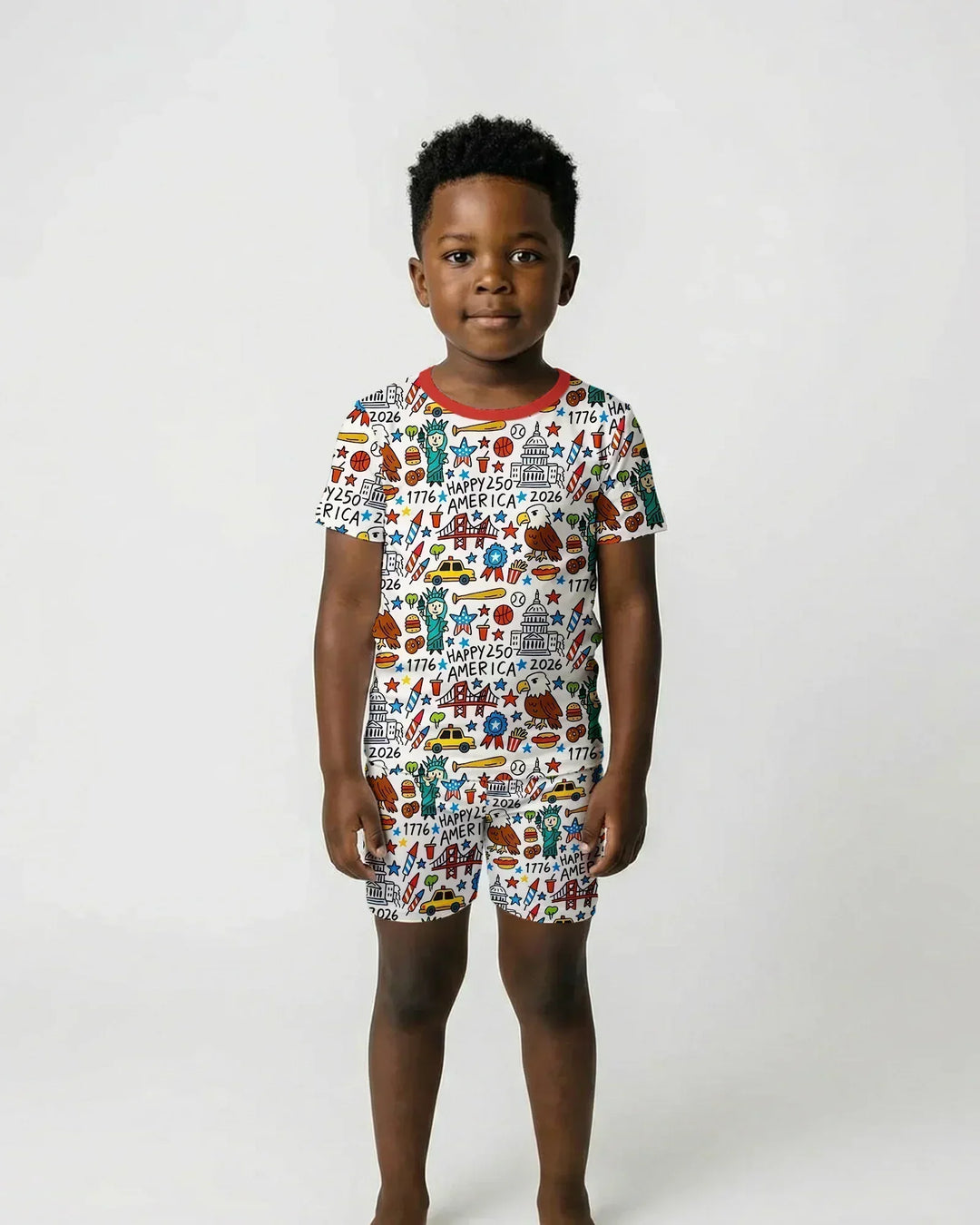Doodle America 250th Anniversary Family Two Piece Short Sleeve Shorts Pajama Set