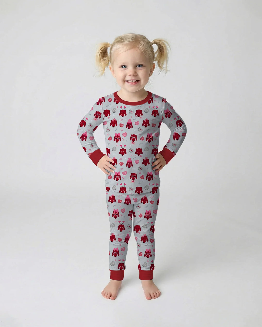 Dachshund Is My Valentine Two Piece Long Sleeve Pajama Set