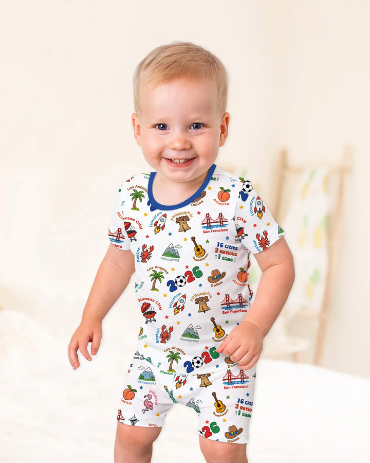 Soccer Cup Host Cities 2026 Bamboo Two Piece Short Sleeve Shorts Pajama Set