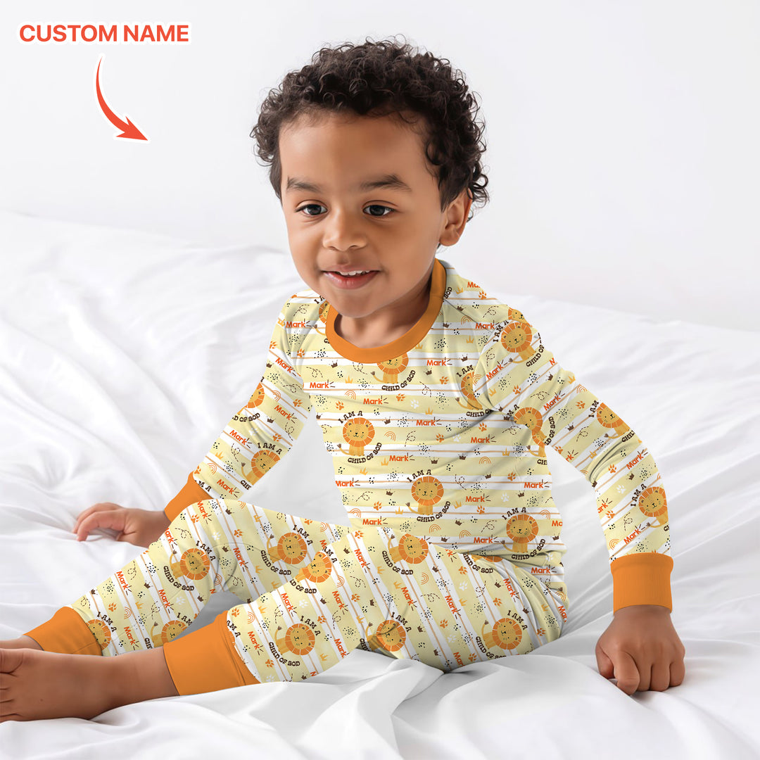 I Am A Child Of God Custom Name Boy Two Piece Long Sleeve Pajama Set