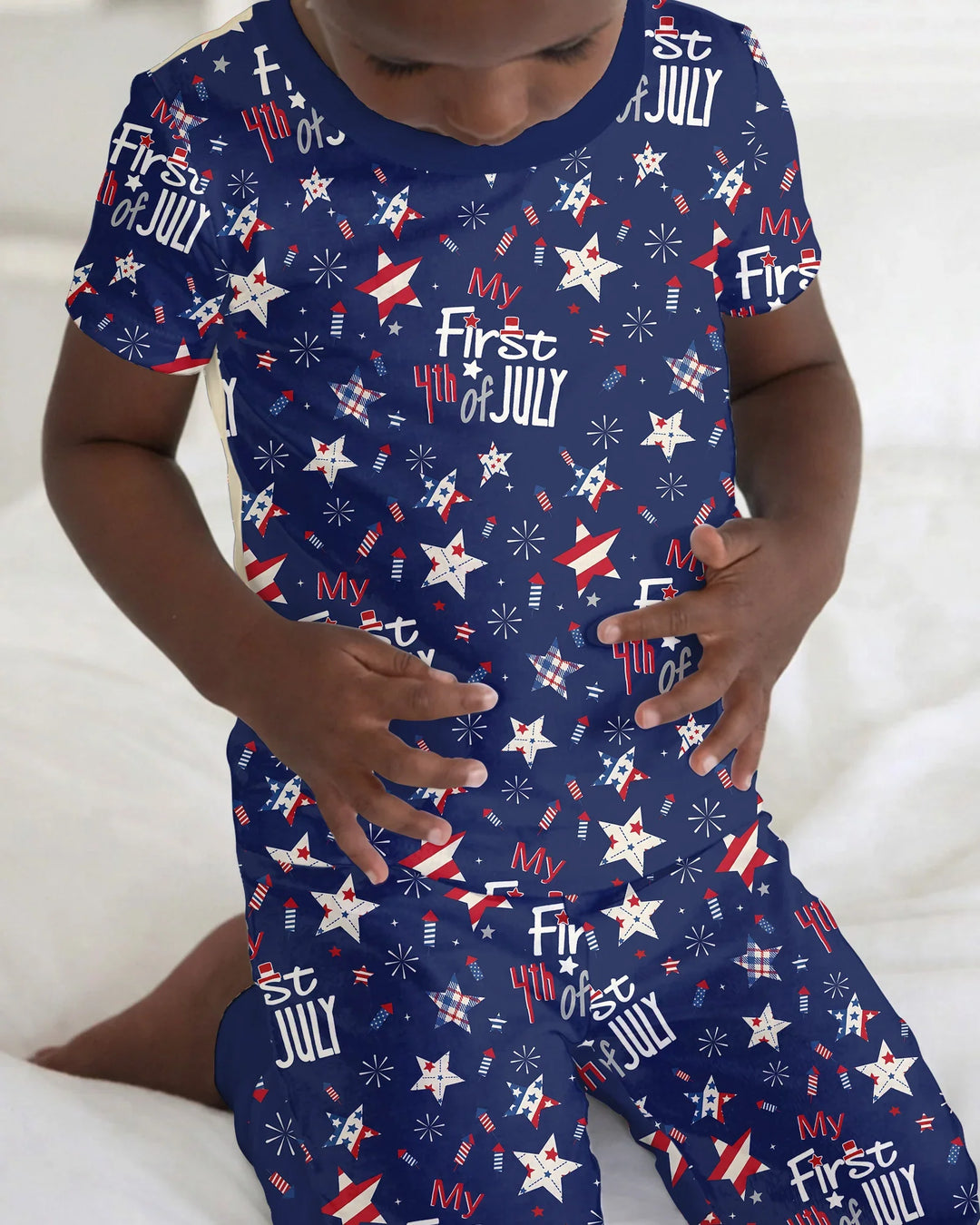 My First 4th of July Star Striped Bamboo Two Piece Short Sleeve Pajama Set