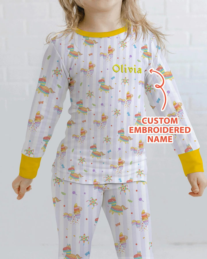 Personalized Embroidered Name Cinco De Mayo Bamboo Two Piece Long Sleeve Pajama Set