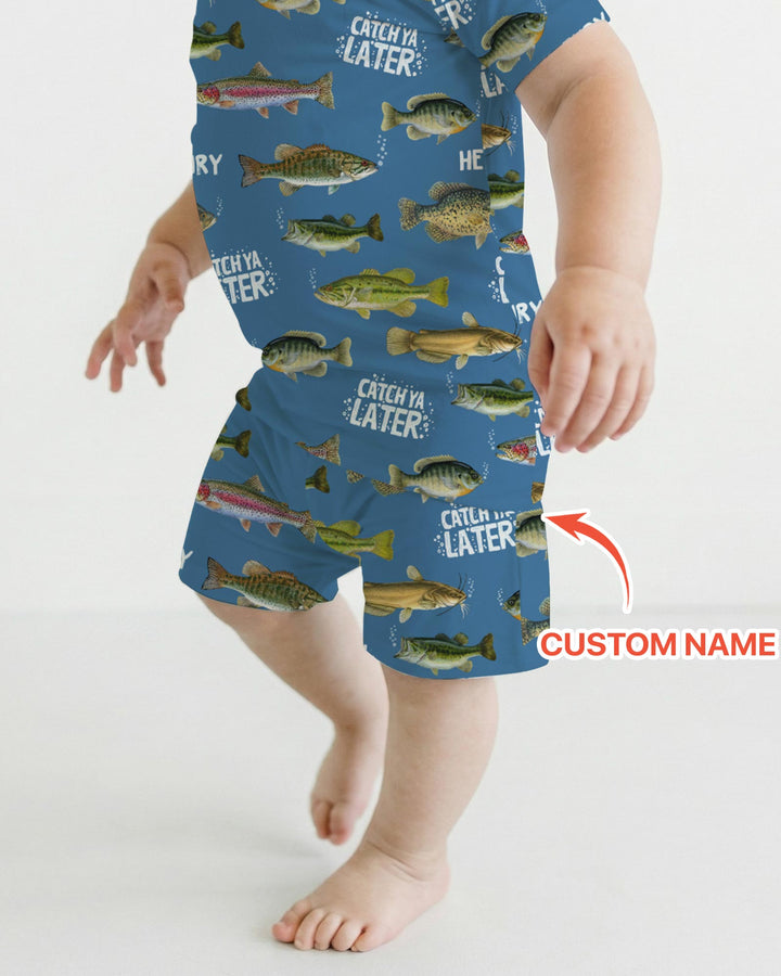 Catch Ya Later Matching Daddy & Me Two Piece Short Sleeve Shorts Pajama Set