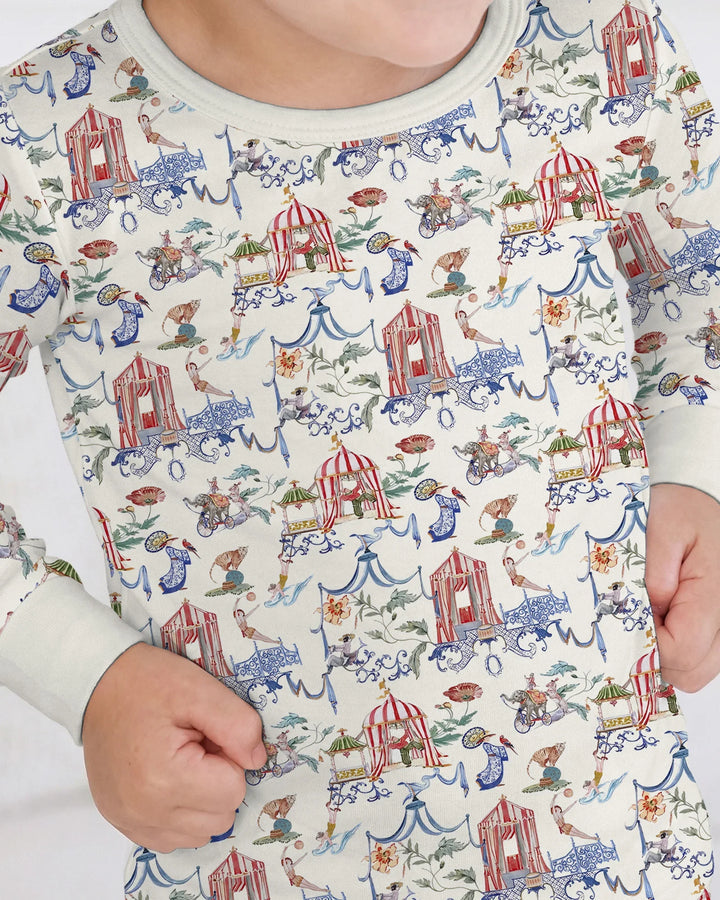 Vintage Lousiana Circus Toile Family Matching Bamboo Two Piece Long Sleeve Pajama Set
