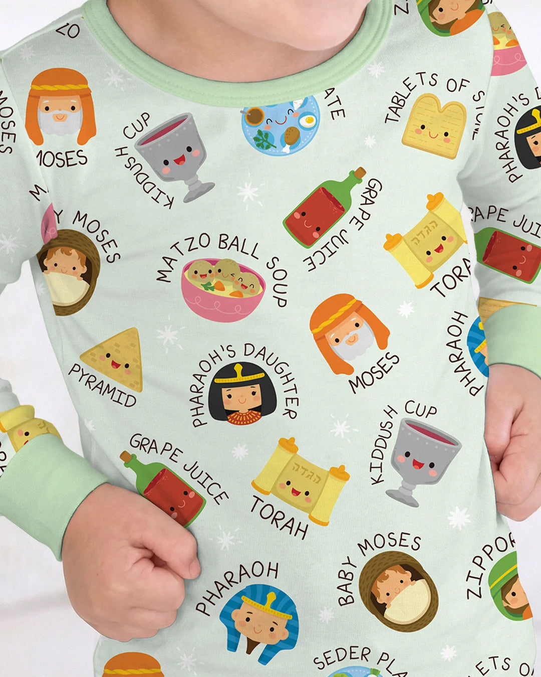 Cute Passover Characters Bamboo Two Piece Long Sleeve Pajama Set