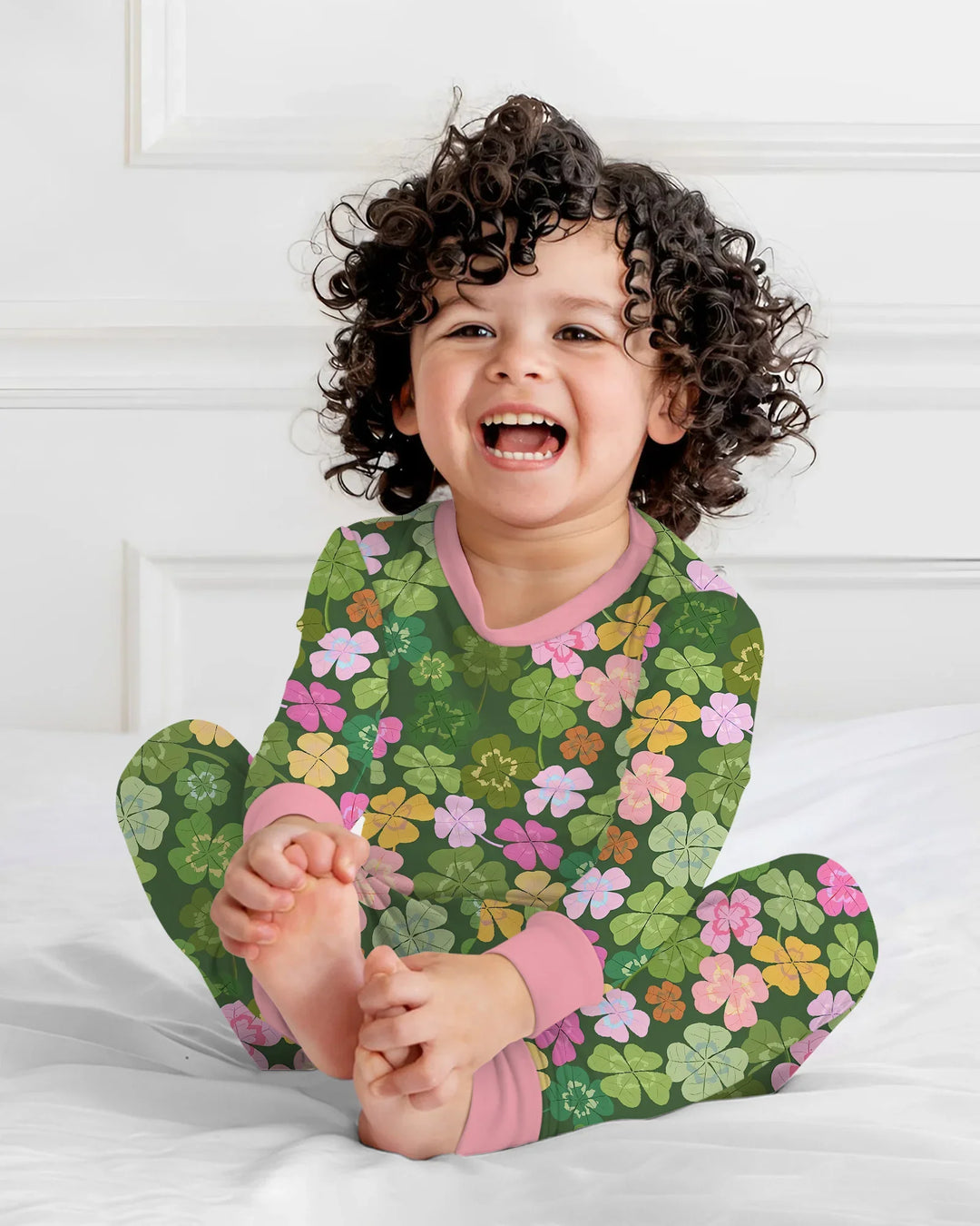 Lucky 4 Leaf Clover Two Piece Long Sleeve Pajama Set
