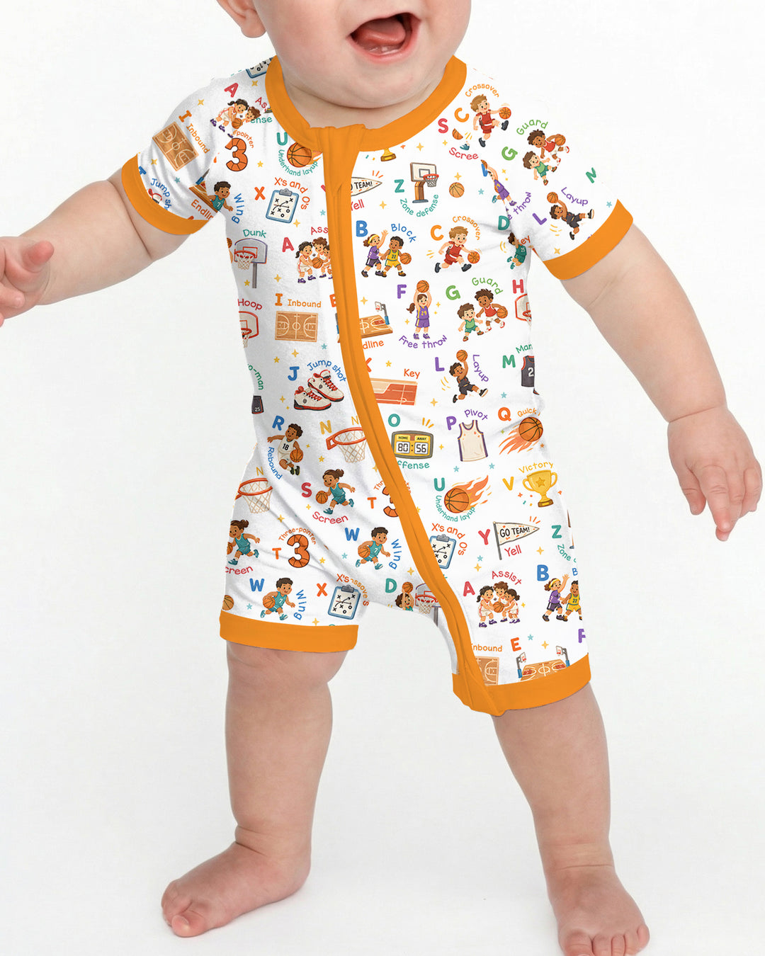 Basketball Alphabet Bamboo Shorty Zippy