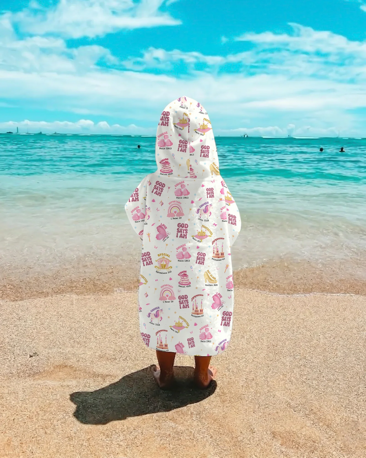 God Says I Am Girl Bamboo Swim Poncho