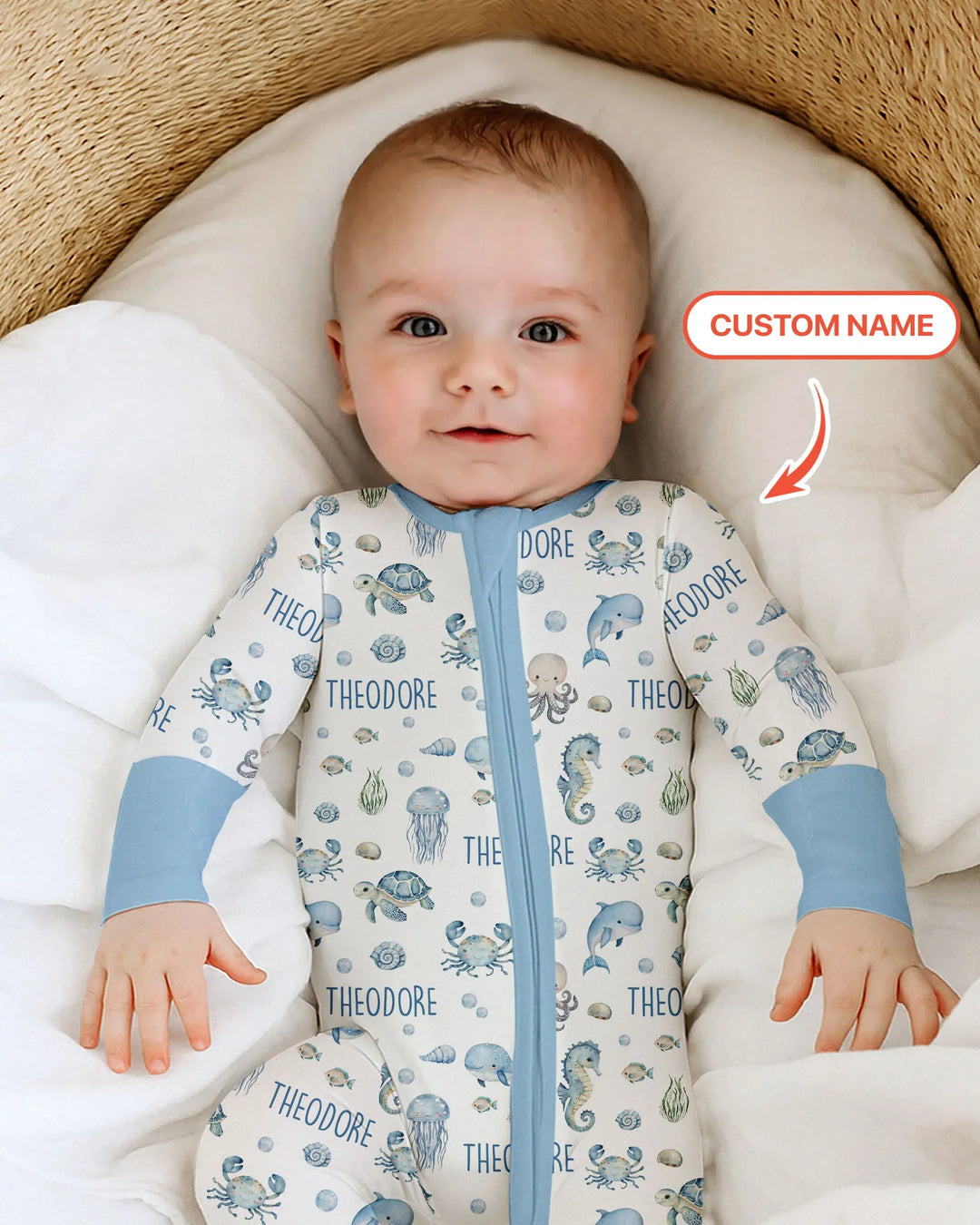 Custom Name Ocean Friends  Bamboo Convertible Zippy