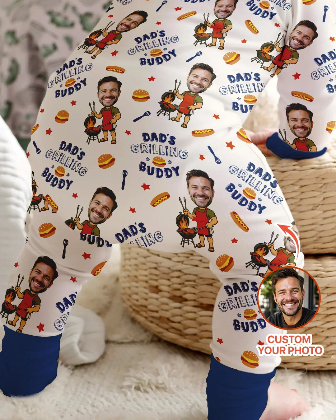 Custom Photo Dad's Grilling Buddy Family Matching Bamboo Convertible Zippy