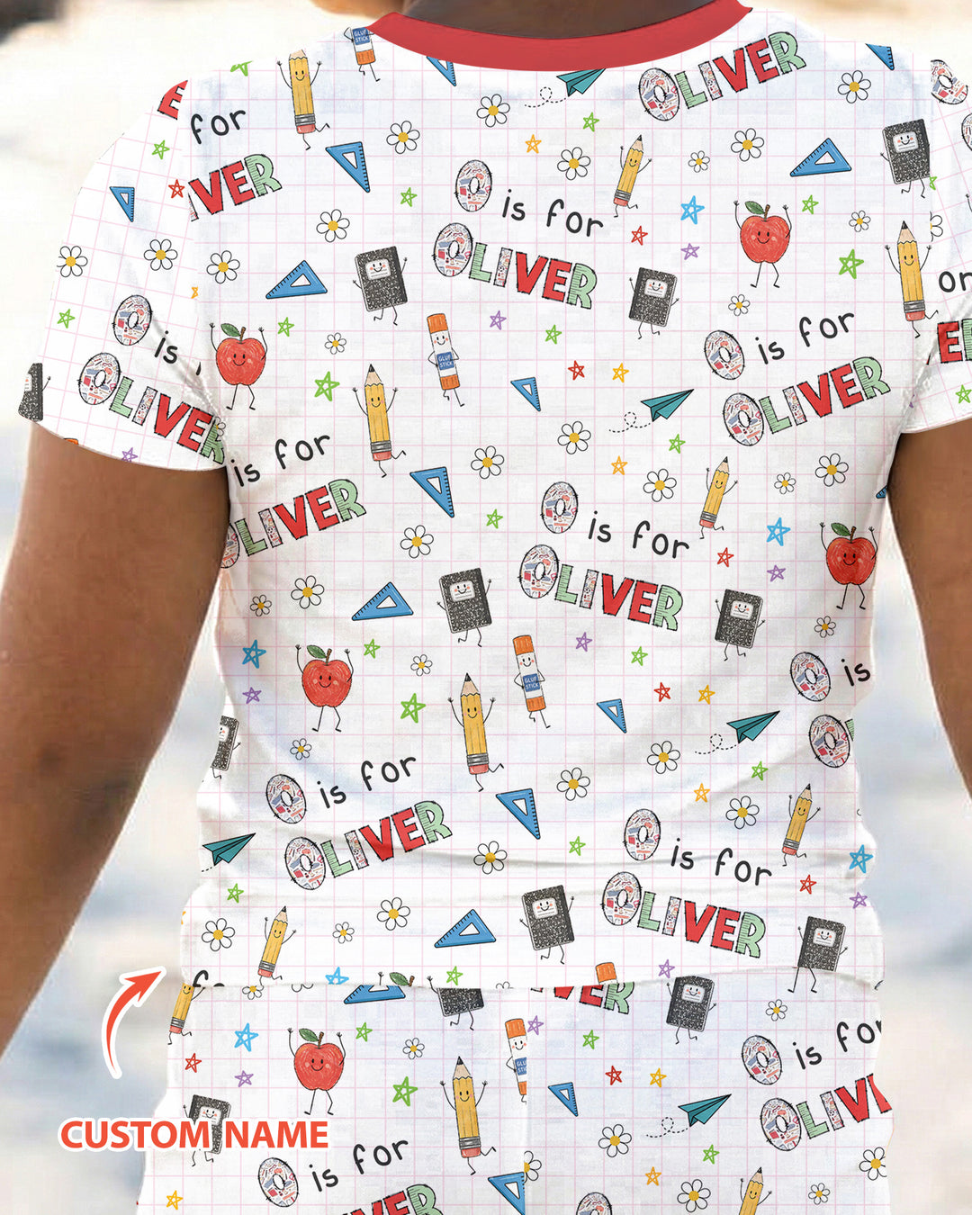 Conjunto de pijama de dos piezas de bambú de manga corta, plantilla personalizada