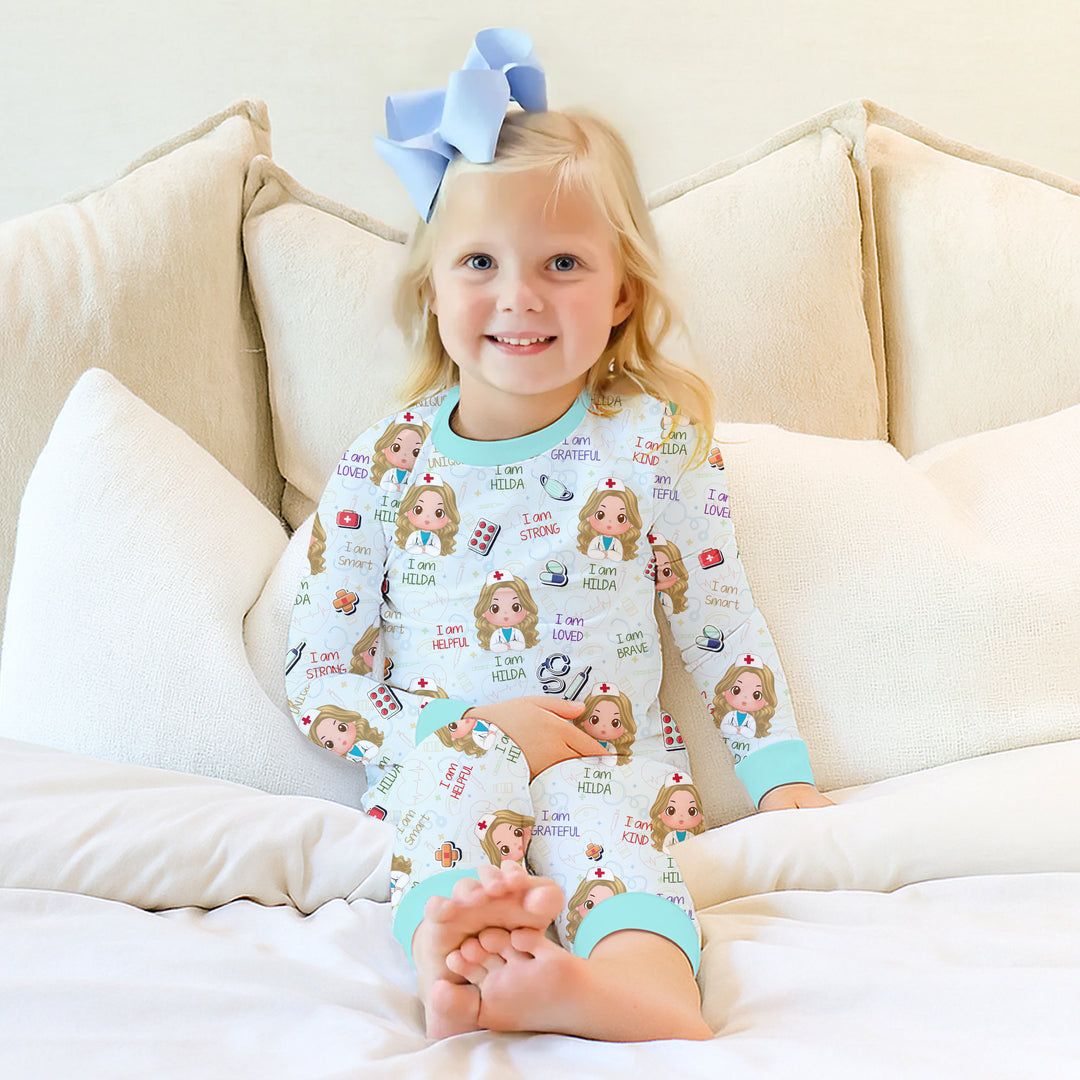 Personalized Dream Jobs Two Piece Long Sleeve Pajama Set - Doctor
