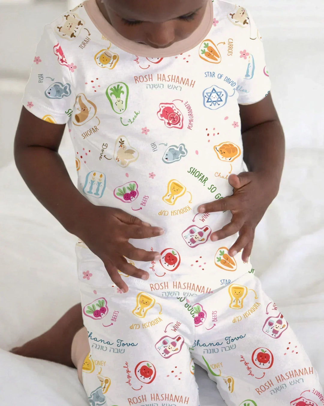 Happy Rosh Hashanah Two Piece Short Sleeve Pajama Set