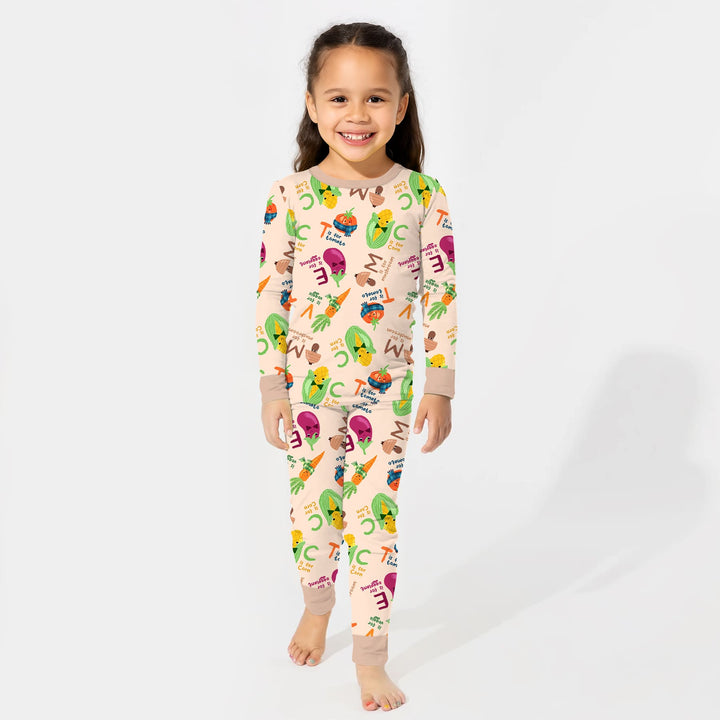 Veggie Letter Two Piece Long Sleeve Pajama Set