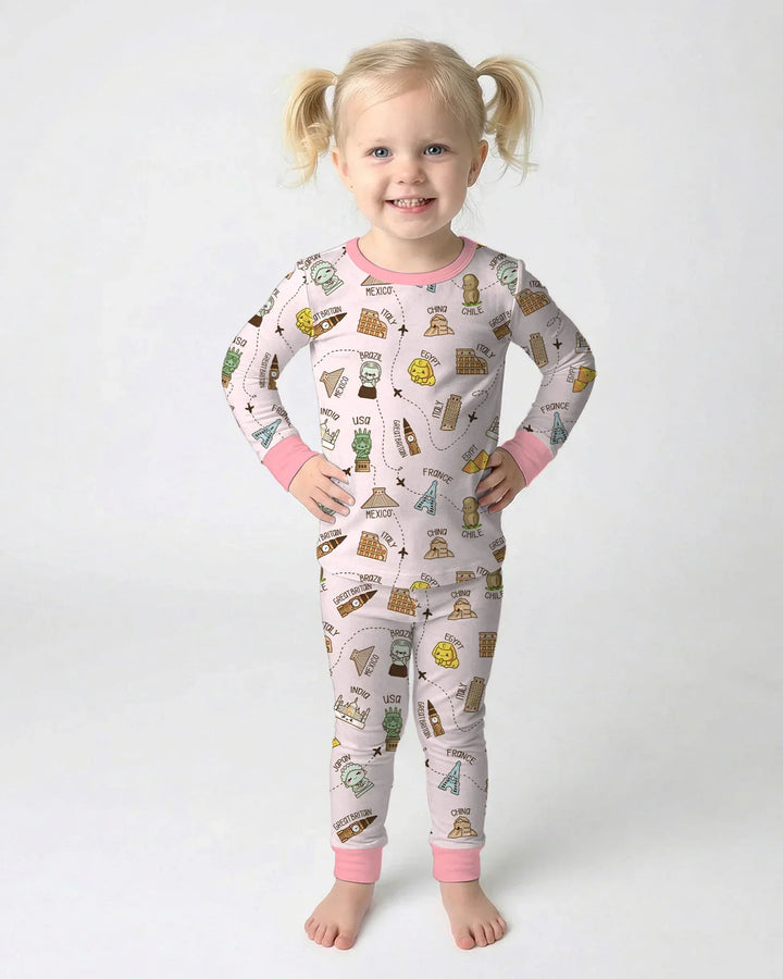 Kawaii World Tour Two Piece Long Sleeve Pajama Set
