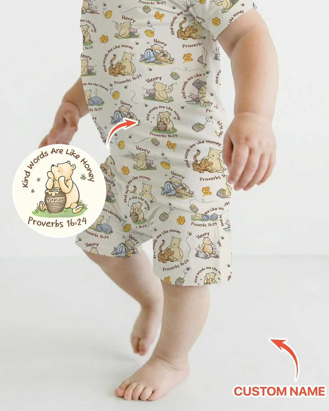 Kind Words Are Like Honey Custom Name Bamboo Two Piece Short Sleeve Shorts Pajama